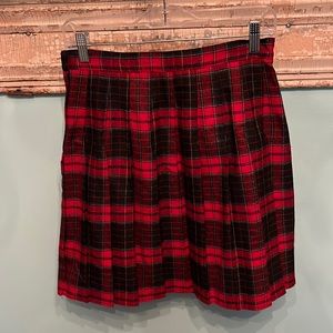 90’s Skirt Pleated School Girl Punk Plaid Red Black Blue Cream Size Junior 16